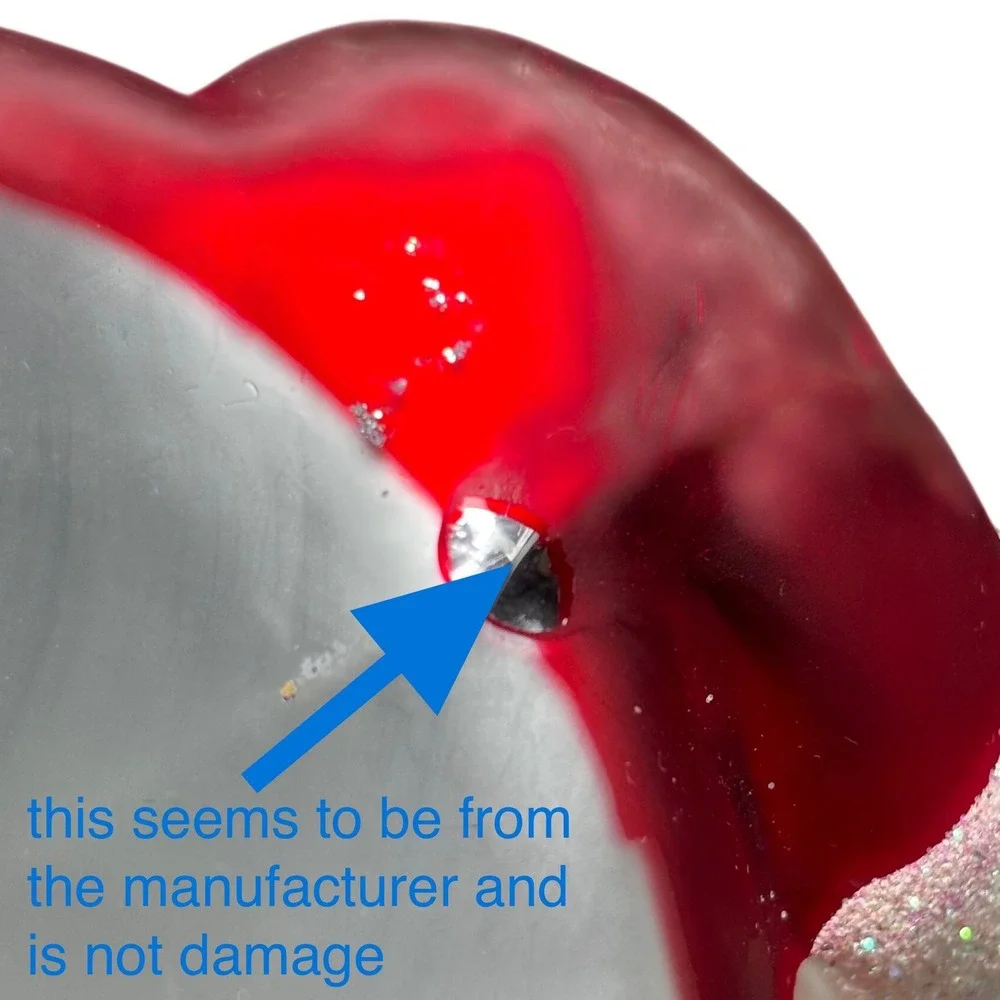 VTG Santa‎ Claus Blown Glass Ornament Red Silver Pipe Gift Glitter 6 Inch